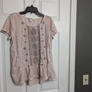 Women's Pink Embroidered Top